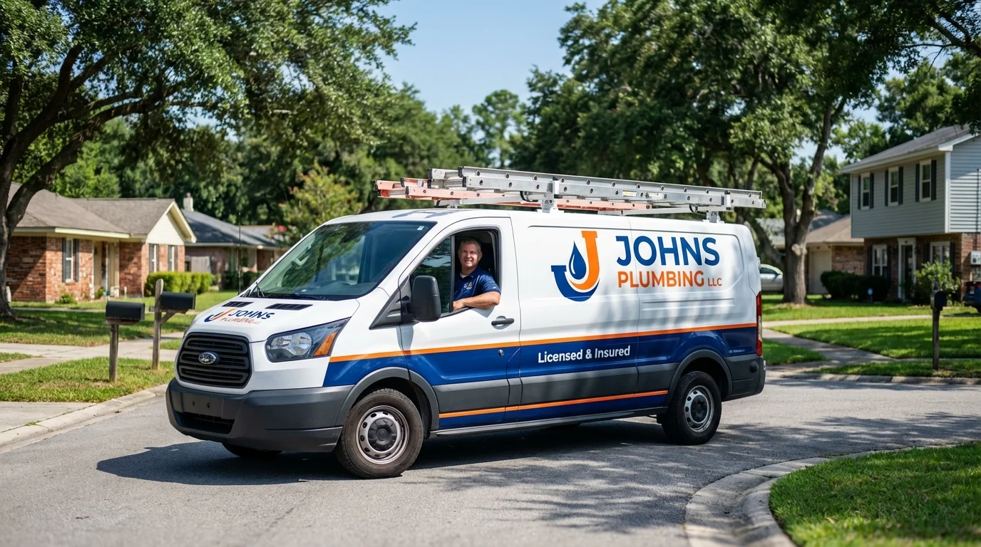 Johns Plumbing LLC service van in Ellettsville, IN