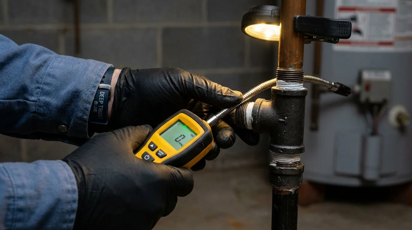 Gas leak detection with electronic sniffer by Johns Plumbing LLC in Ellettsville
