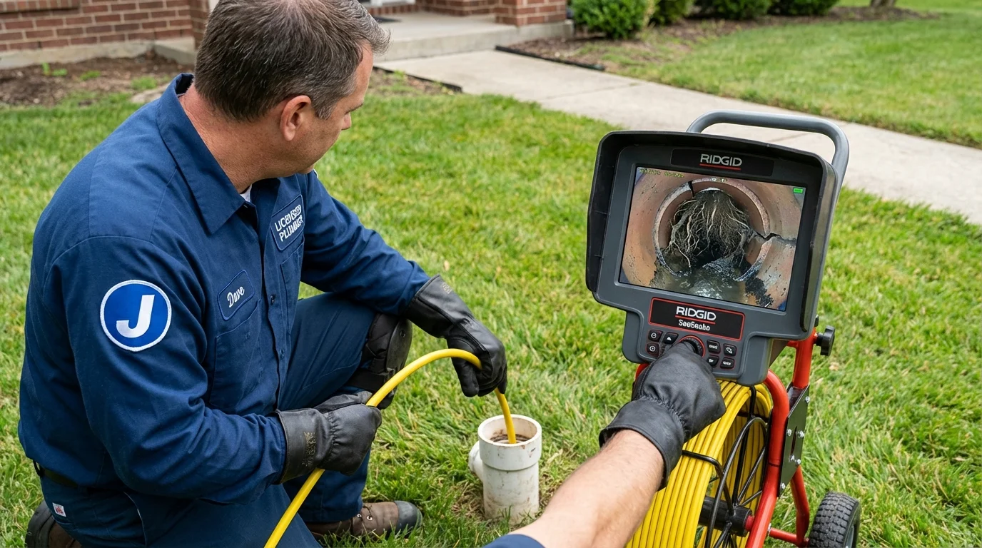 Sewer camera inspection being performed by Johns Plumbing LLC in Ellettsville