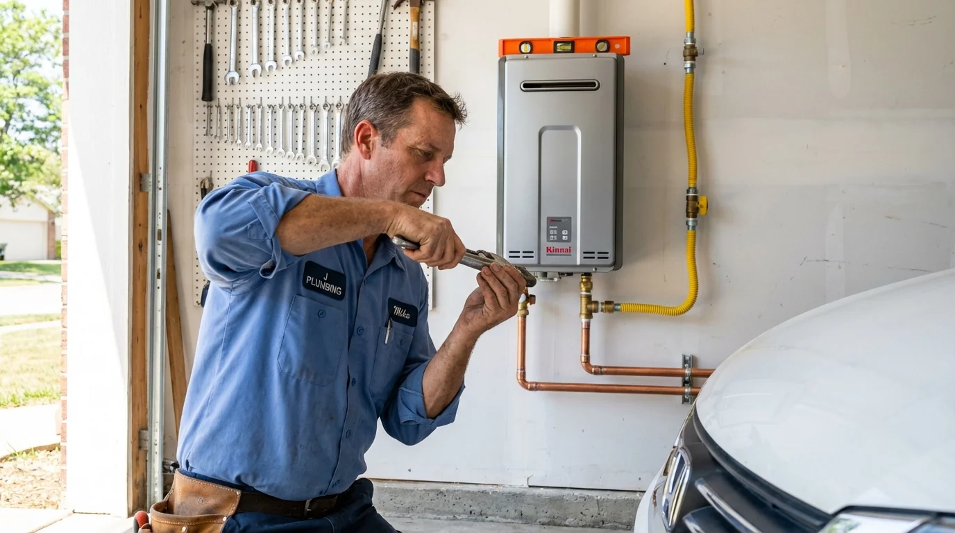 Tankless water heater installation by a Johns Plumbing LLC plumber in Ellettsville
